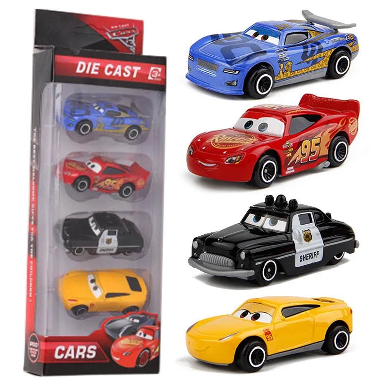 4/6pcs Disney Pixar Cars 3 2 Frank Tractor Lightning McQueen Mater Jackson Storm Ramirez Diecast Toys Car Kid Birthday Gift Toys