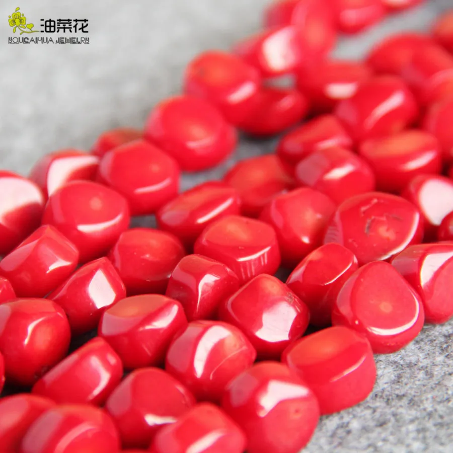 New 8-12mm Natural Irregular Red Coral Beads Loose Jewelry Women Gifts Gift Necklace Bracelet Accessories Wholesale Price 15inch