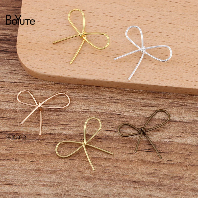 BoYuTe (20 Pieces/Lot) 23*20*0.8mm Metal Brass Winding Bowknot Materials Handmade Diy Jewelry Findings Components