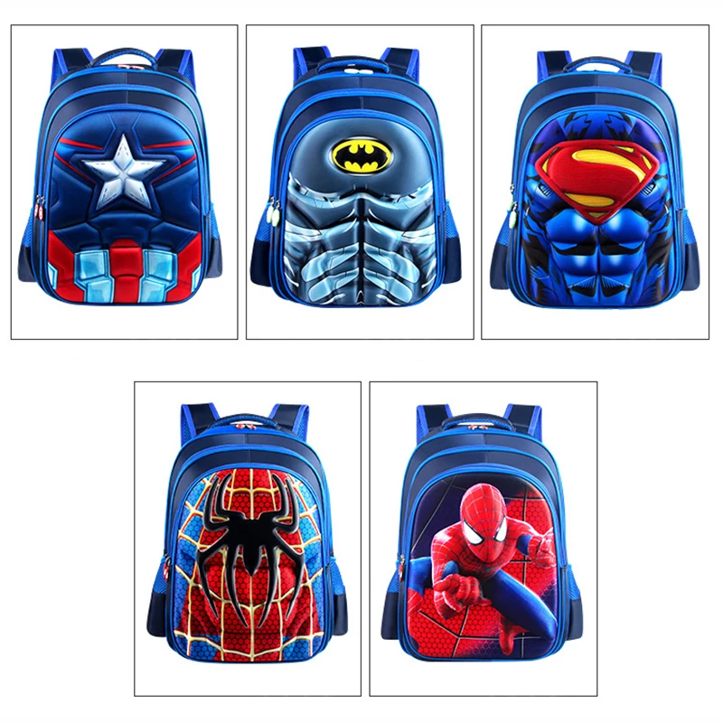 Boy Schoolbag Spiderman Captain America Children Kindergarten School bag Teenager Kids Student Backpack