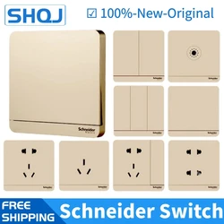 Original Schneider AvatarOn Gold Wall switch Borderless TV Television Telephone Computer audio Switch jack panel Wall switch