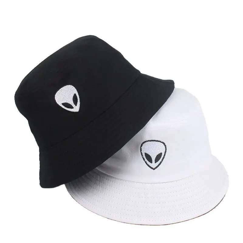 Black White Solid Alien Bucket Hat Unisex Caps Hip Hop Gorros Men Women Summer Panama Cap Beach Sun Fishing Hats Cotton Sunhat