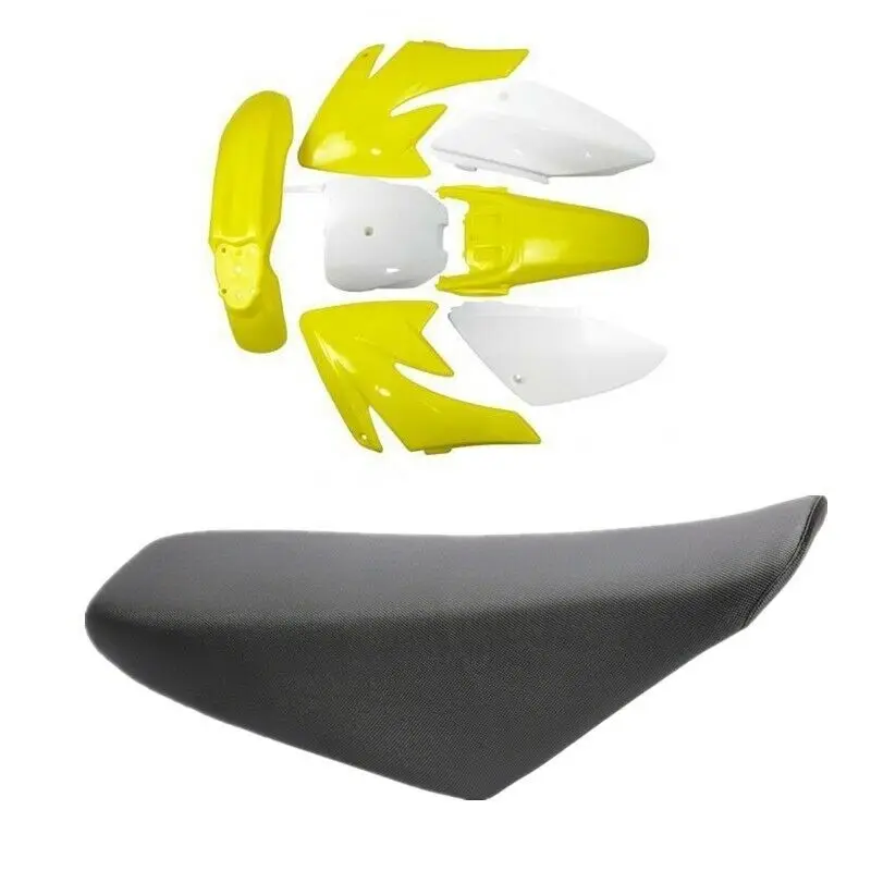 Yellow Plastics Fairing Fender + Tall Seat for Honda CRF70 Pit Dirt Bike Thumpstar