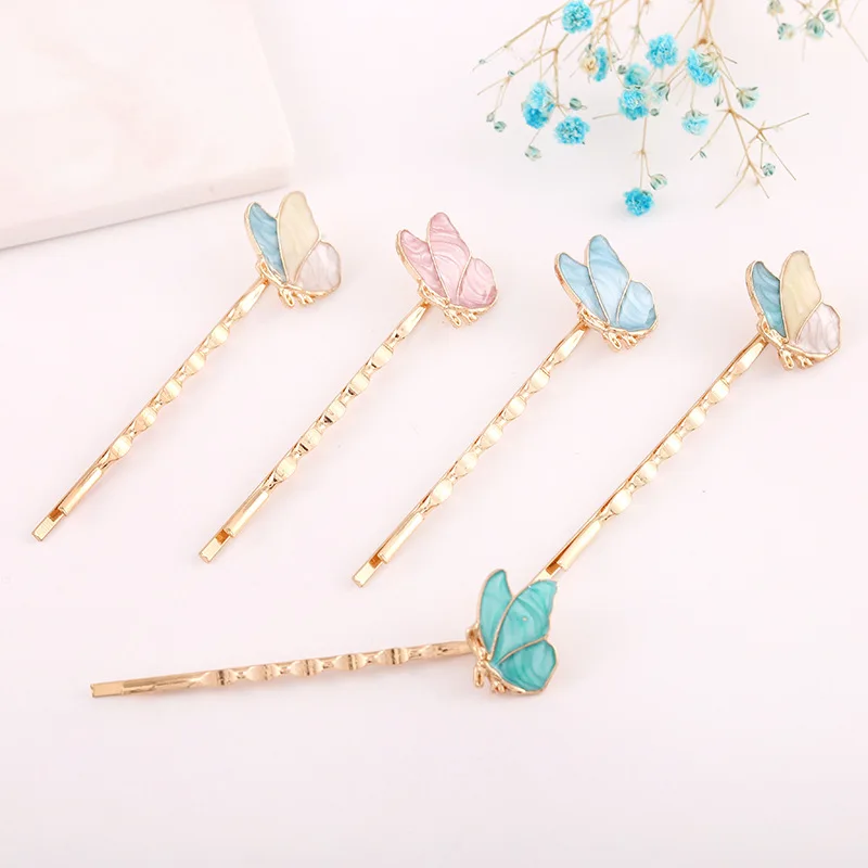 2pcs Fashion Wild Butterfly Bee Shape BB Clip Word Hairpin Barrettes Women Children Girl Handmade Headdress Diy Accessories