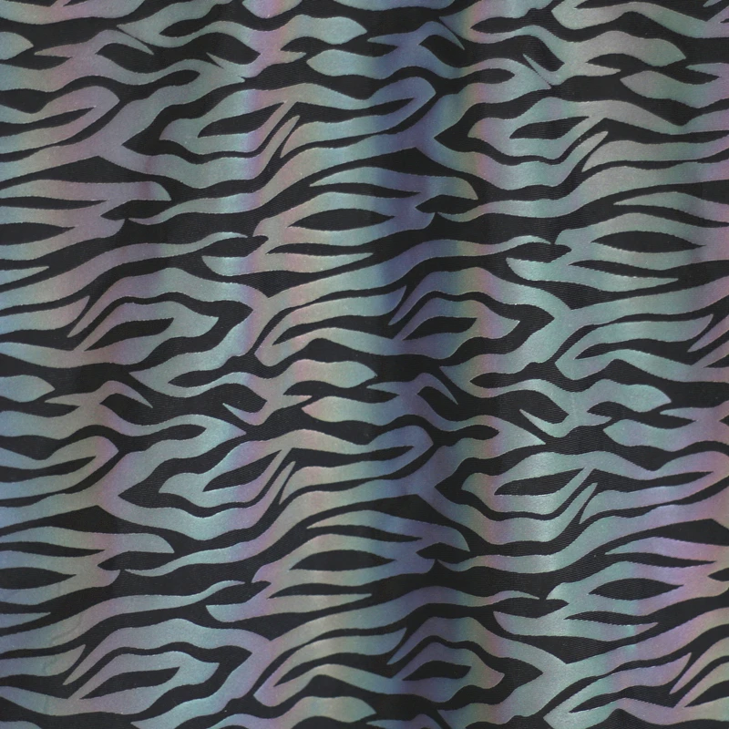 Colorful Zebra-Stripe Reflective T Shirt Men Short Sleeve T-shirts Hip Hop Streetwear Tops Night Reflection Rainbow Color Tee