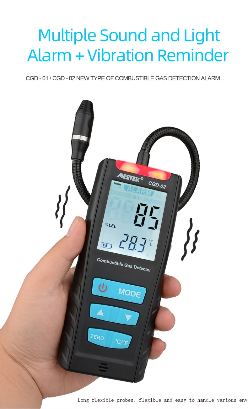 Luchtkwaliteit Monitor Gasdetector Handheld Mini Brandbaar Gas Sensor Analyzer Gevaarlijk Gaslek CGD01/CGD02