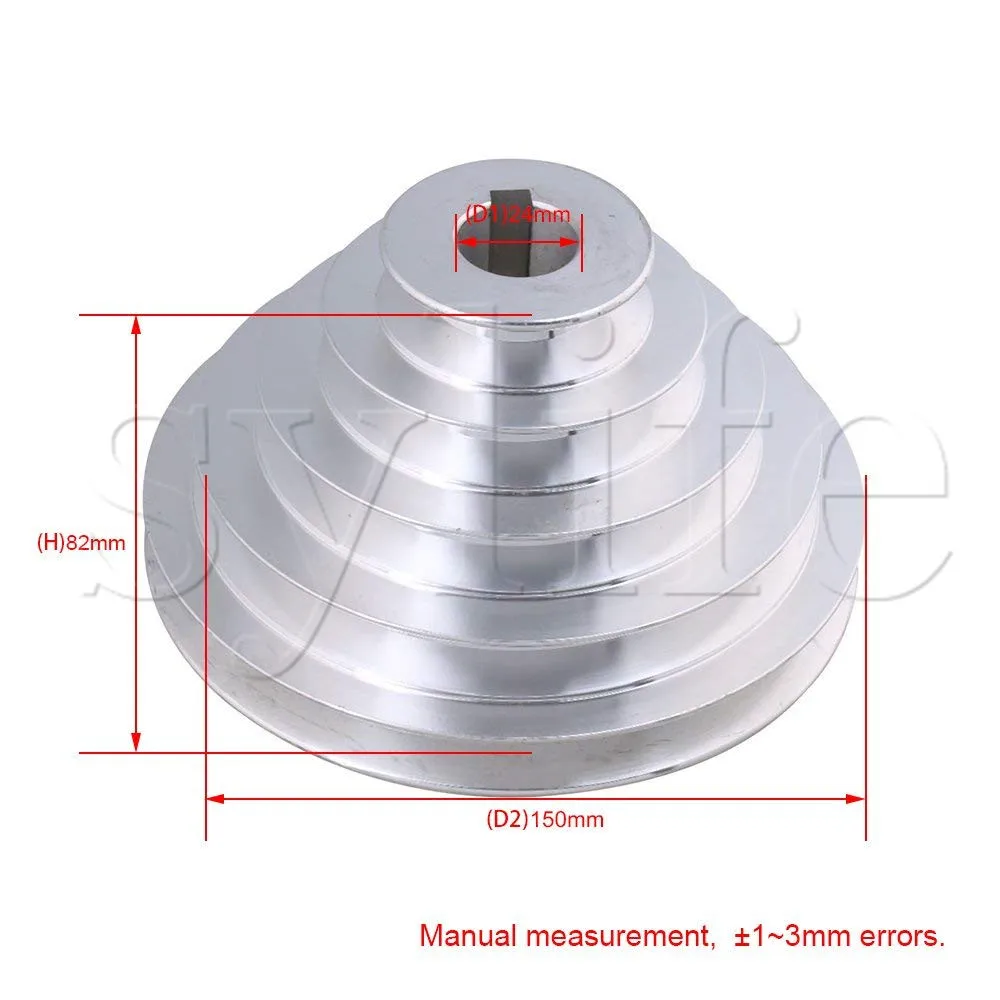 24mm Bore 54mm-150mm Outter Dia Aluminum 5 Slot A Type V-Shaped Pagoda Pulley 5 Step Pulley Belt 12.7mm Belt Width