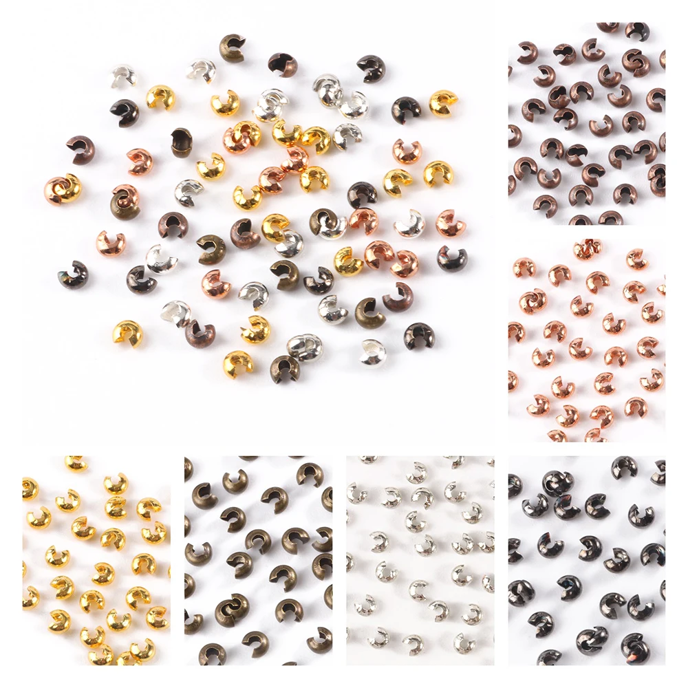 

3/4/5mm Metal Copper Open Ball Crimp Bead End Stopper Spacer Beads For Diy Bracelet Necklace Jewelry Making Findings Accessories