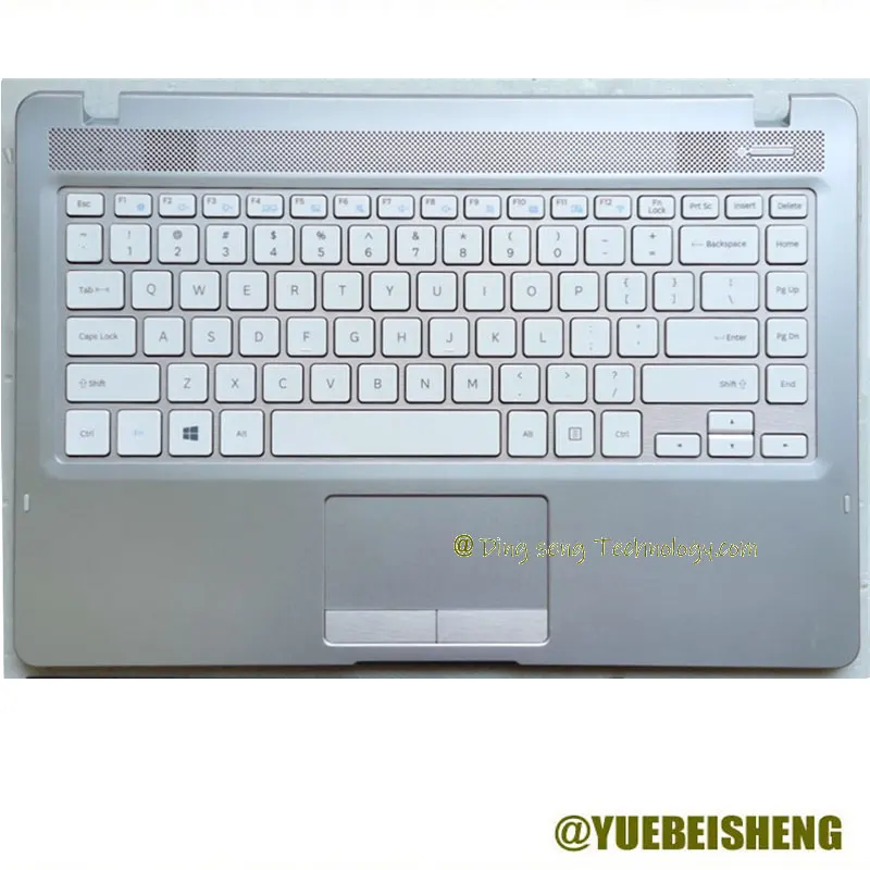 

YUEBEISHENG New/Org For SAMSUNG 500R4L NP500R4L palmest US keyboard upper cover Touchpad,Silver