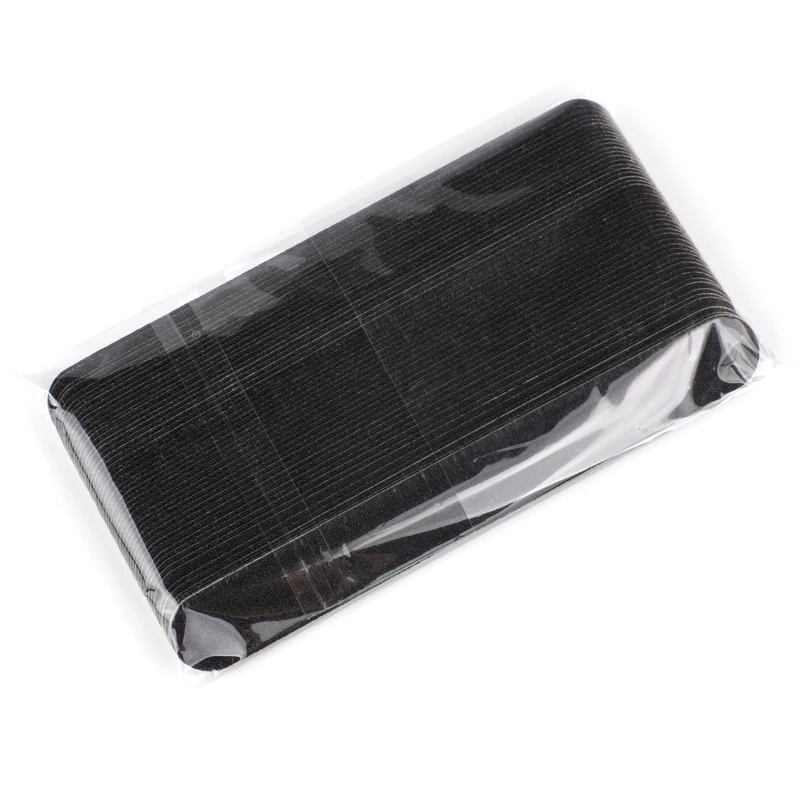 Mini Replaceable Nail Art File 50Pcs Black Straight Removable Sandpaper Pads Stainless Steel Handle Metal Buffer Manicure Block