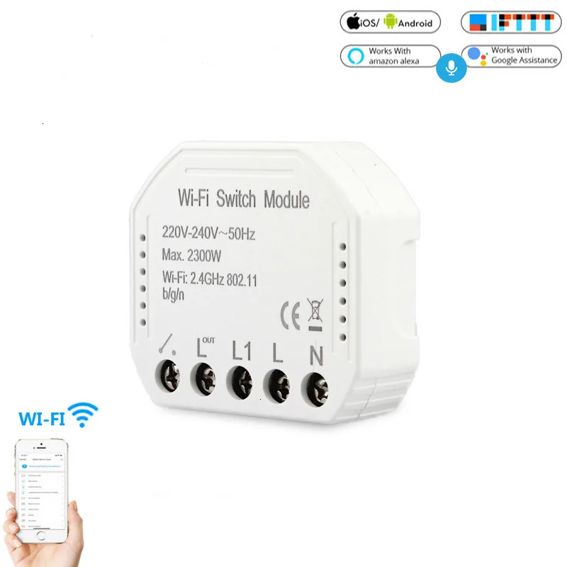 

Smart wifi Wall Switch Breaker Module Smart Life Tuya APP Remote Control Alexa Echo Google Home 1 way 2 Way Switch Module