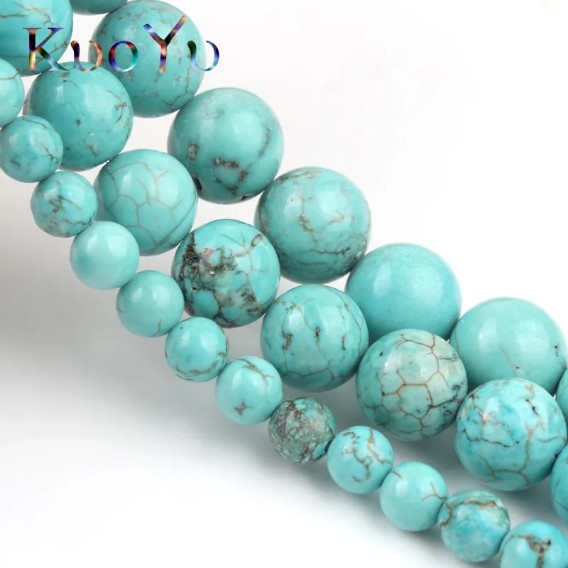 Natural Stone Blue Turquoises Howlite Beads Round Loose Spacer Bead For Jewelry Making Diy Bracelet Accessories 4/6/8/10/12/14mm