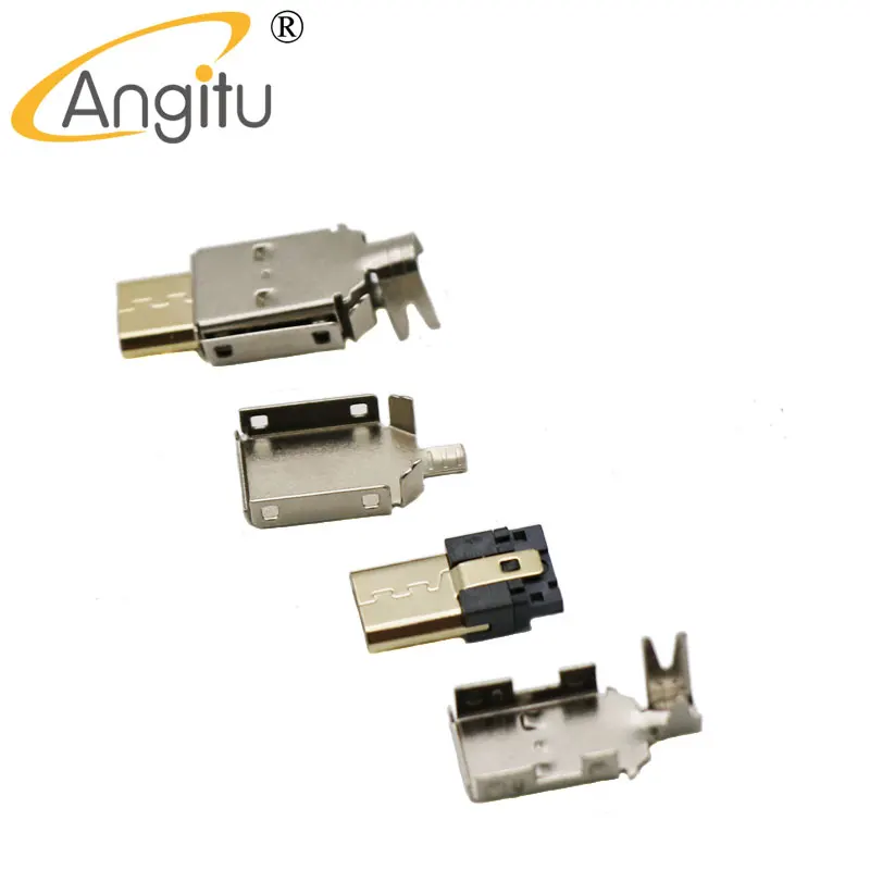 Angitu لتقوم بها بنفسك USB AM ، USB C/نوع C ، ميركو 5p ، مصغرة 5P المقبس التوصيل مطلية بالذهب ل لوحة المفاتيح USB كابل 5/10 قطعة/الوحدة