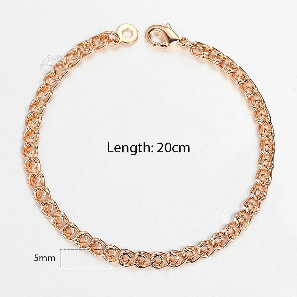 5mm Snail Wheat Link Chain Bracelets on hand for Women Girl 585 Rose Gold Color Bracelets Femme Couple Fashion Jewelry 20cm CB59