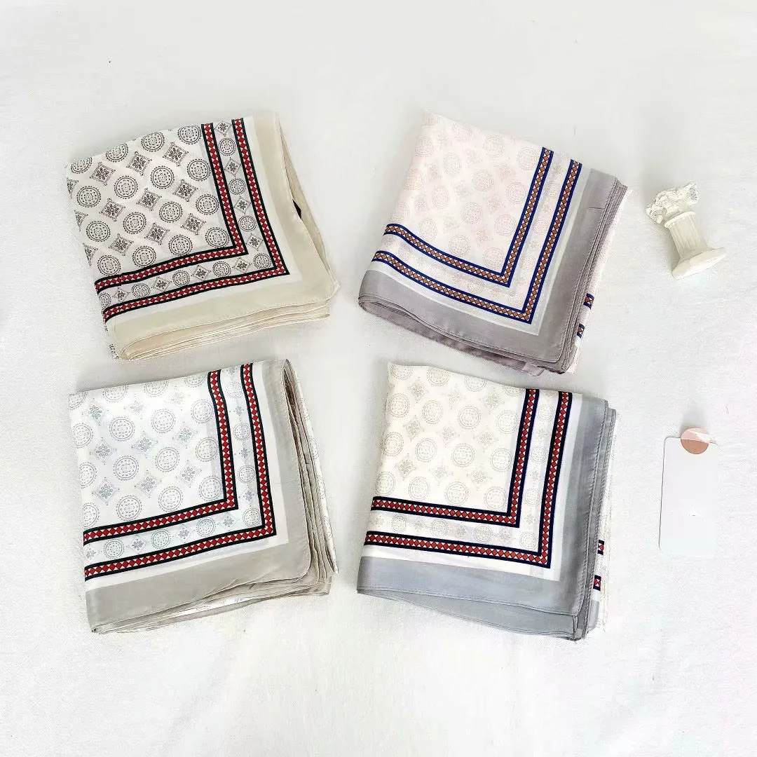 

70*71cm Fashion Silk Satin Hair Scarf Women Handkerchief Printed Female Square Head Bandana Small Neck Muffler Hijab Lady Girl