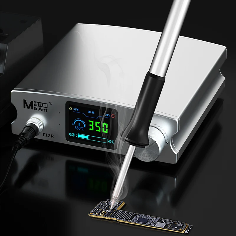 MaAnt T12R Soldering Station With Iron Tips Intelligent Temperature Control For Phone Motherboard Welding Repair