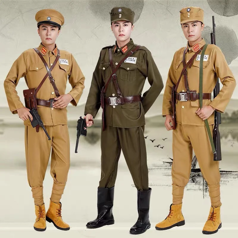 Kuomintang Cosplay Uniform Chinese Nationalist Party Soldier Officer Costumes Historical Clothing Military Uniform For Halloween