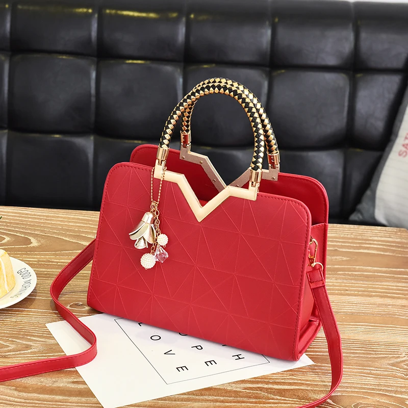 Women's Handbag Leather Handbag Handle Embroidered Messenger Bag Single Shoulder Bag Women Luxury Banquet Wedding Simple Handbag