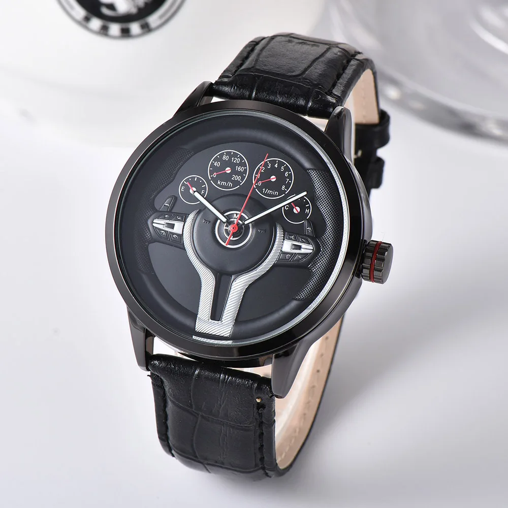 Creative Natrual style Classic precision Fashion Men\'s Quartz watch 3D Racing tire Free Stainless Strap Clock Casual Sports