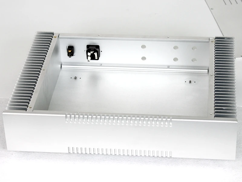 

new arrive fashion silver aluminum Power Amplifier chassis audio DIY case with RCA holes--YJ163