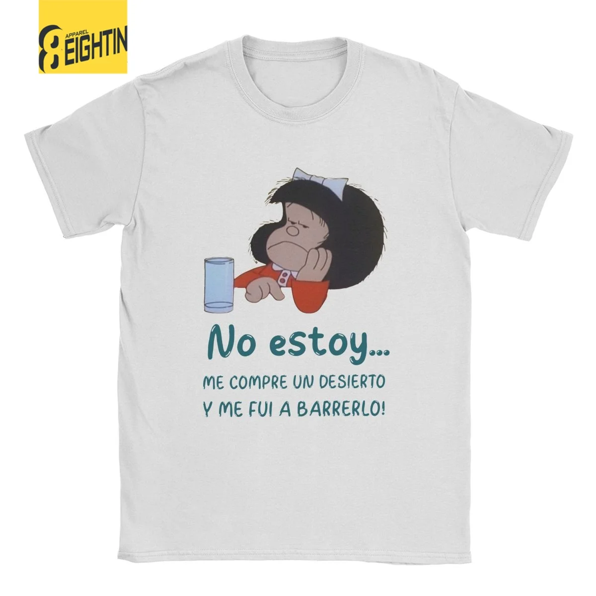 Mafalda Quino Comics T-Shirt for Men Feminist Girls Vintage 100% Cotton Tee Shirt Crewneck Short Sleeve T Shirt Clothing