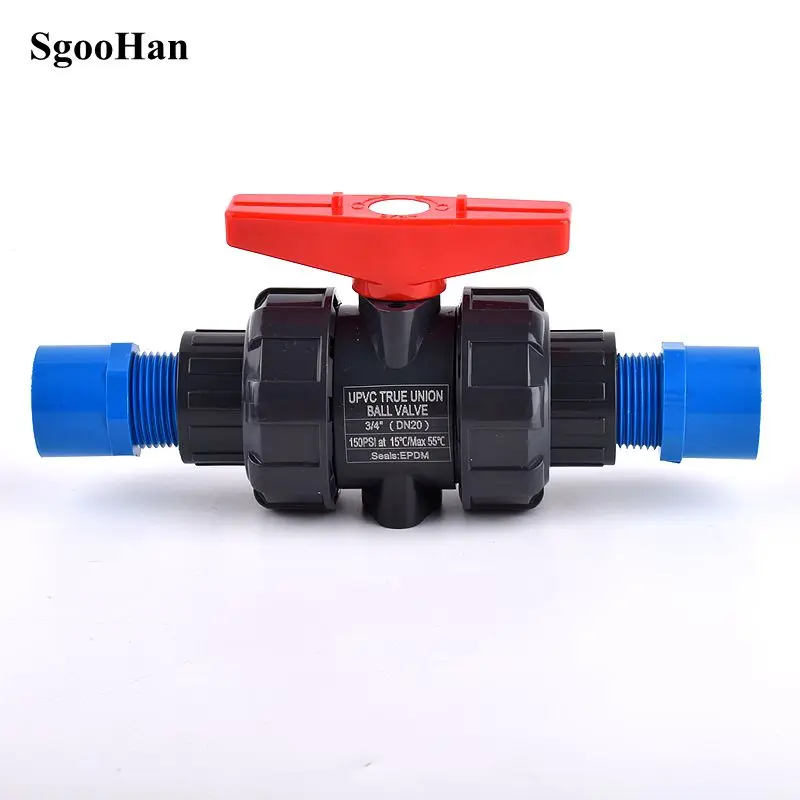 1/2″~2″ Inch UPVC Double Female Thread Union Ball Valve Aquarium Fish Tank Water Tuber Adapter Garden Home Pipe Connectors