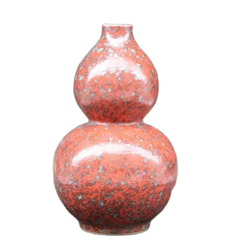 

Chinese Old Porcelain Red Glazed Gourd Flower Vase