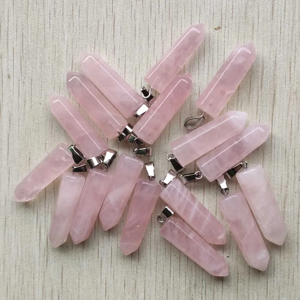 Fashion high quality Natural pink quartz Stone Pendants Charms Point Pendants Teardrop 12pcs/lot Wholesale  Free shipping