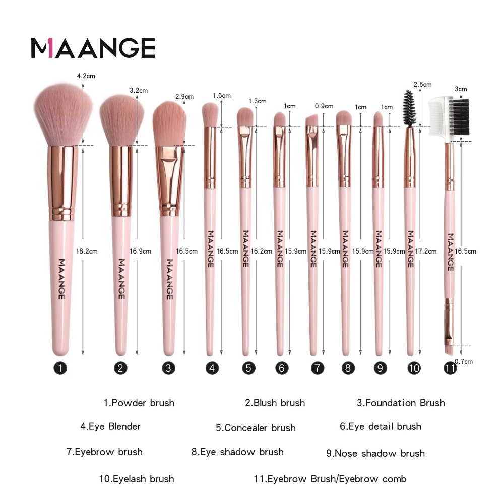 MAANGE Makeup Brushes Pro Pink Brush Set Powder EyeShadow Blending Eyeliner Eyelash Eyebrow Make up Beauty Cosmestic Brushes