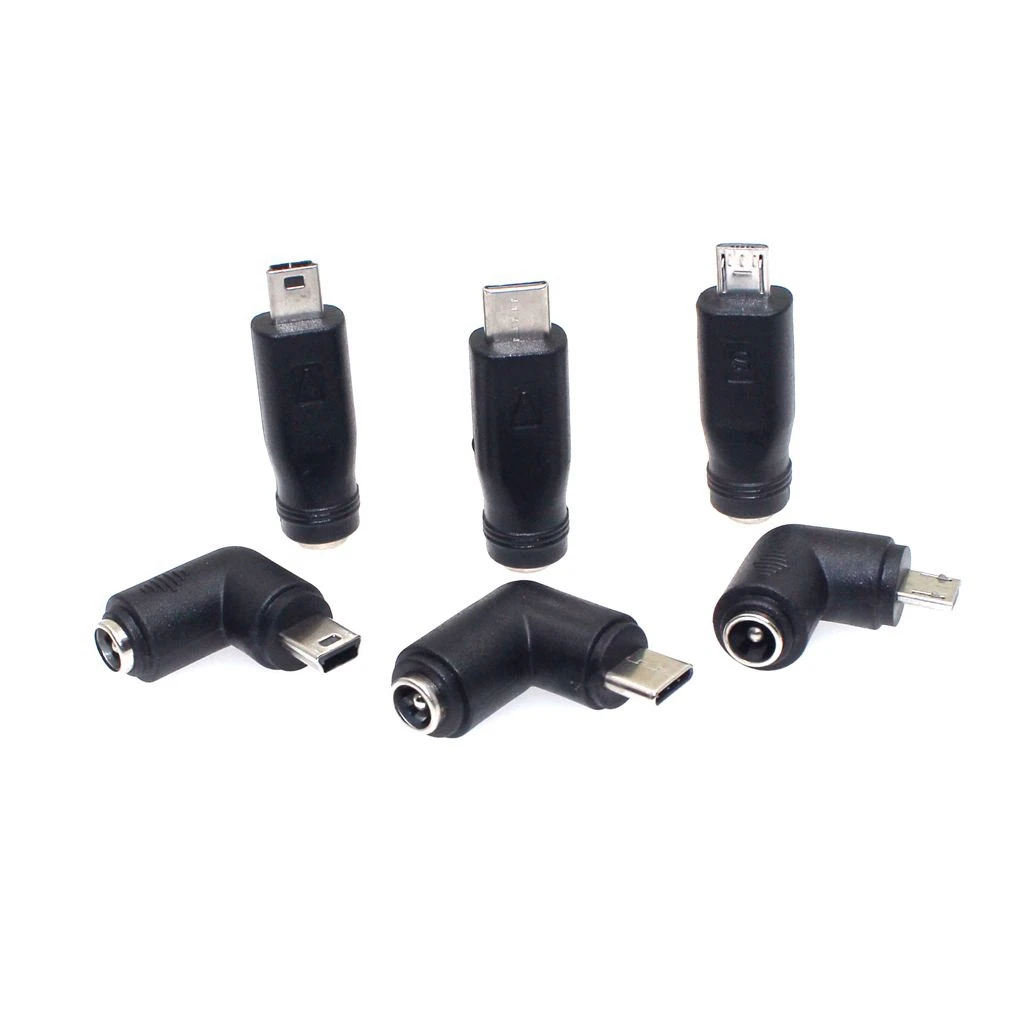 Adaptateur de connecteur d'alimentation micro USB droit, prise d'alimentation, USB 5.5, type C, mini USB, 5V DC, 2.1x3.1mm, 5.5x2.1mm, lot de 2 pièces