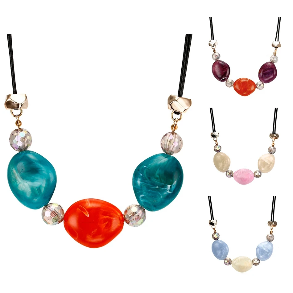 Women's Candy Color Necklace for Women Crystal Necklaces & Pendants Acrylic Statement Necklace New Fashion Jewelry Gifts NR093