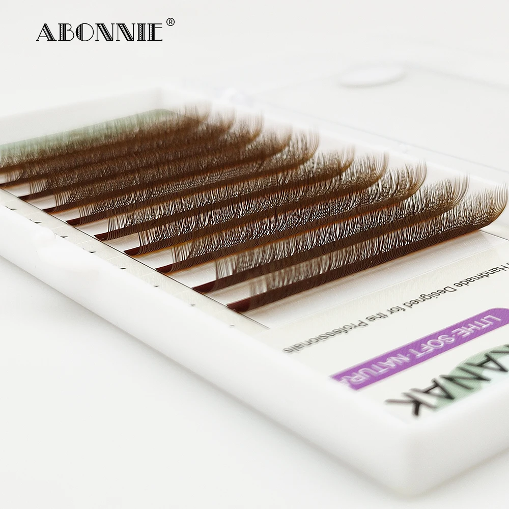 LAKANAKU Brown YY Shape Lashes 2D 0.05 0.07 Faux Mink C/D Natural Soft Brazilian Eyelash Premade Volume Fan Lashes Extension