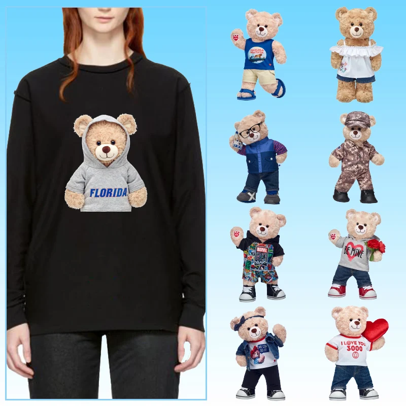 Teddy bear toy Stickers Iron On Transfers Heat Transfer Hheat-sensitive patches On T-Shirt Clothing Printing