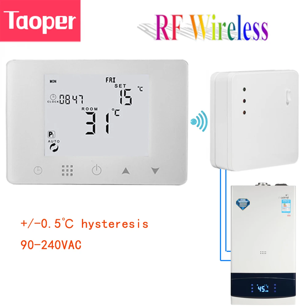Thermostat de pièce sans fil RF, régulateur de température programmable intelligent, bomicrophone à 