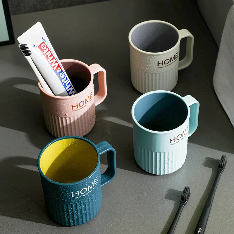 Mouthwash Cup Couple Toothbrush Cup Tooth Cylinder Cup Creative Two-color Plastic Cup with Handle Simple Drinking Cup