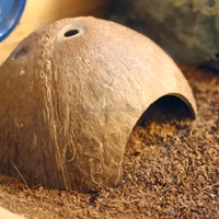 Reptile Hide Habitat Natural Coconut Shell Lizard Spider Small Animal Cave House Dropship