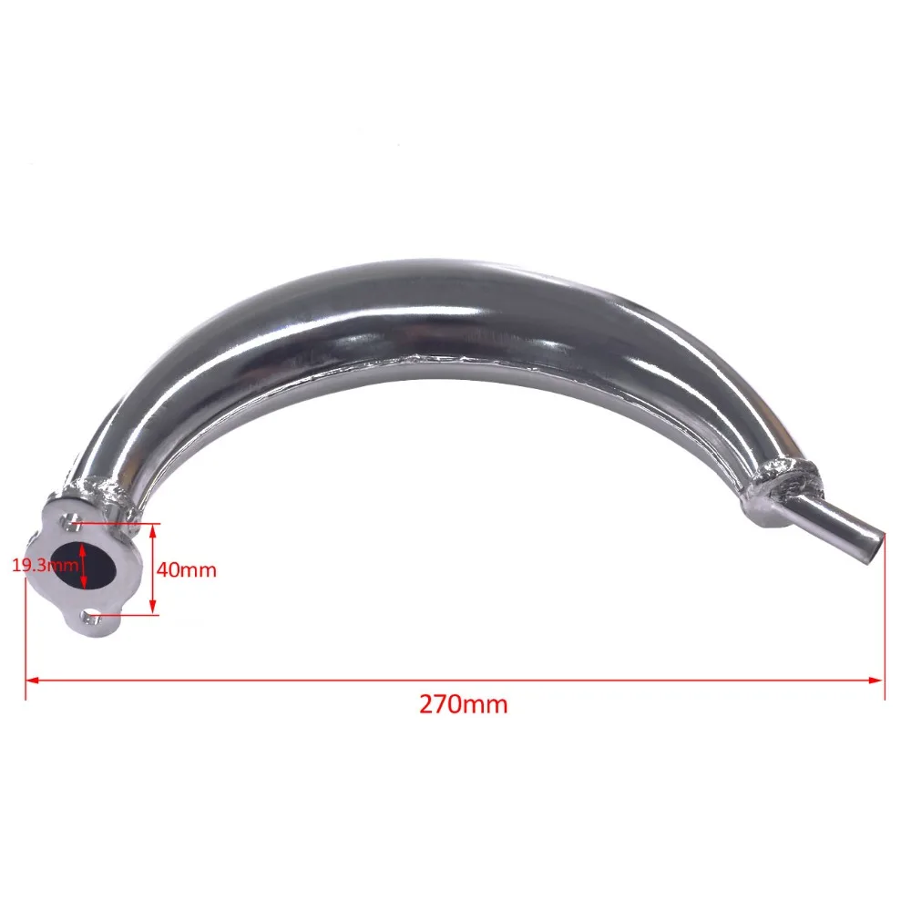 Chrome Half Moon Muffle Exhaust Pipe & Gasket Fit 49cc 60cc 66cc 80cc 2-Stroke Engine Motor Motorized Bicycles Motorized Bike