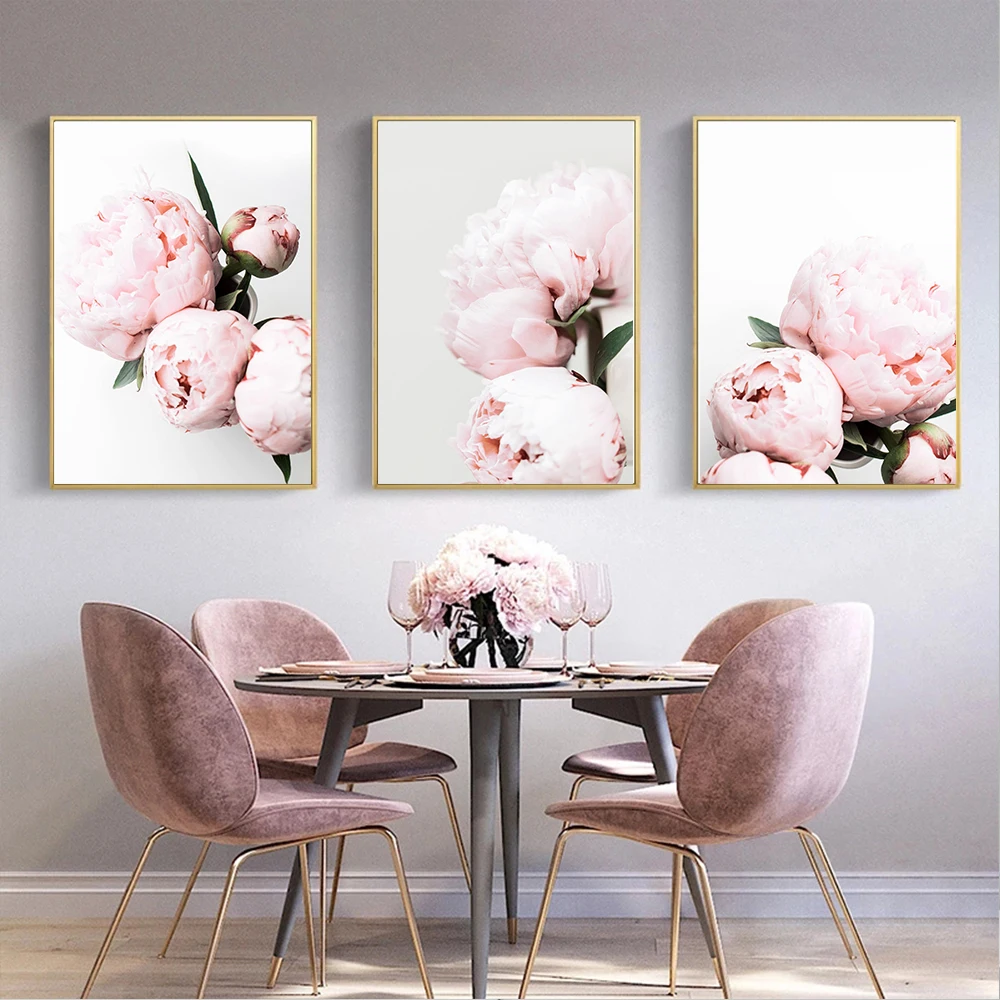 Pink Peony Love Flower Wall Art Canvas Painting Decoration Nordic Posters And Prints Wall Picture for Living Room Home Decor