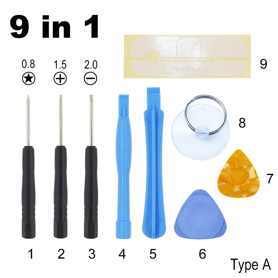 

9 in 1 Opening Tools Kit Pry Tool Repair with Pentalobe Star Screwdriver FOR Apple iPhone 4 4G 4S 5G 6G 300set /lot