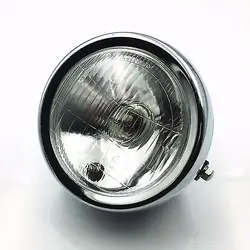 Chrome Retro Motorcycle Side Mount Headlight For Cafe Racer Bobber Cruiser Custom CB