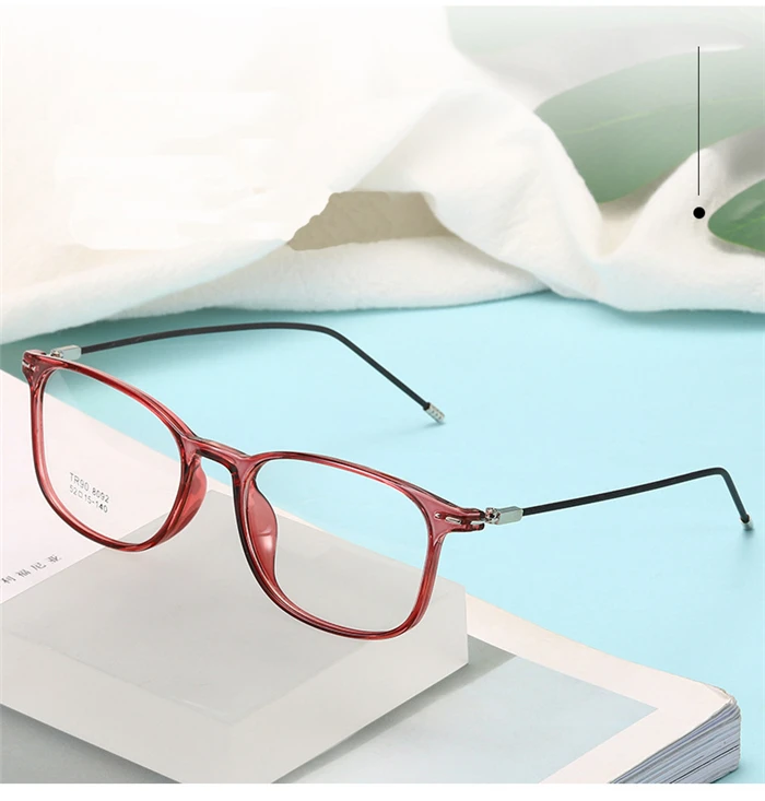 TR90 Quadratische Korrektionsbrille, Unisex, Stahldrahtbein, Kurzsichtigkeitsbrille, transparente Dioptrien -0,5 -1,0 -1,5 -2,0 bis -6,0 – Detail 7