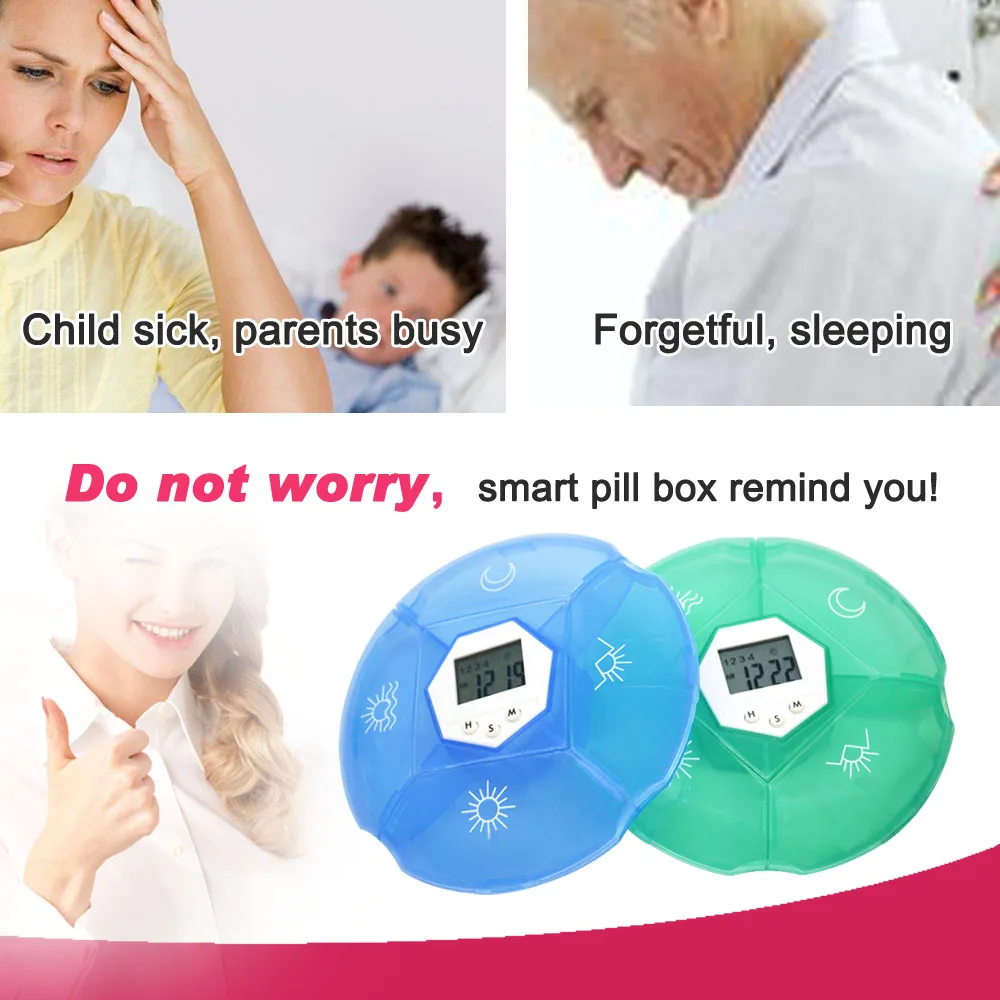 

GREENWON Intelligent Medication Reminders Pill Box Alarm Timer Electronic Timing Pill Case Medicine Holder Organizer