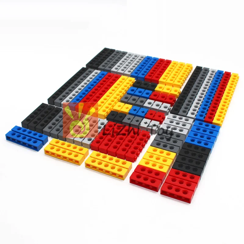 Technical Building Blocks Parts Bulk MOC Thick Bricks 6 Color Combination Accessories Studded Long Beams Robot Children Toys