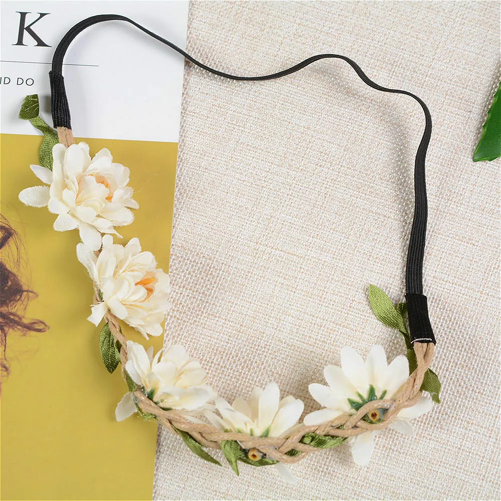 Women Wedding Flower Headband Girls Boho Flowers Headwear Children Headbands Hair Accessories Bride Wreath Beach Garland