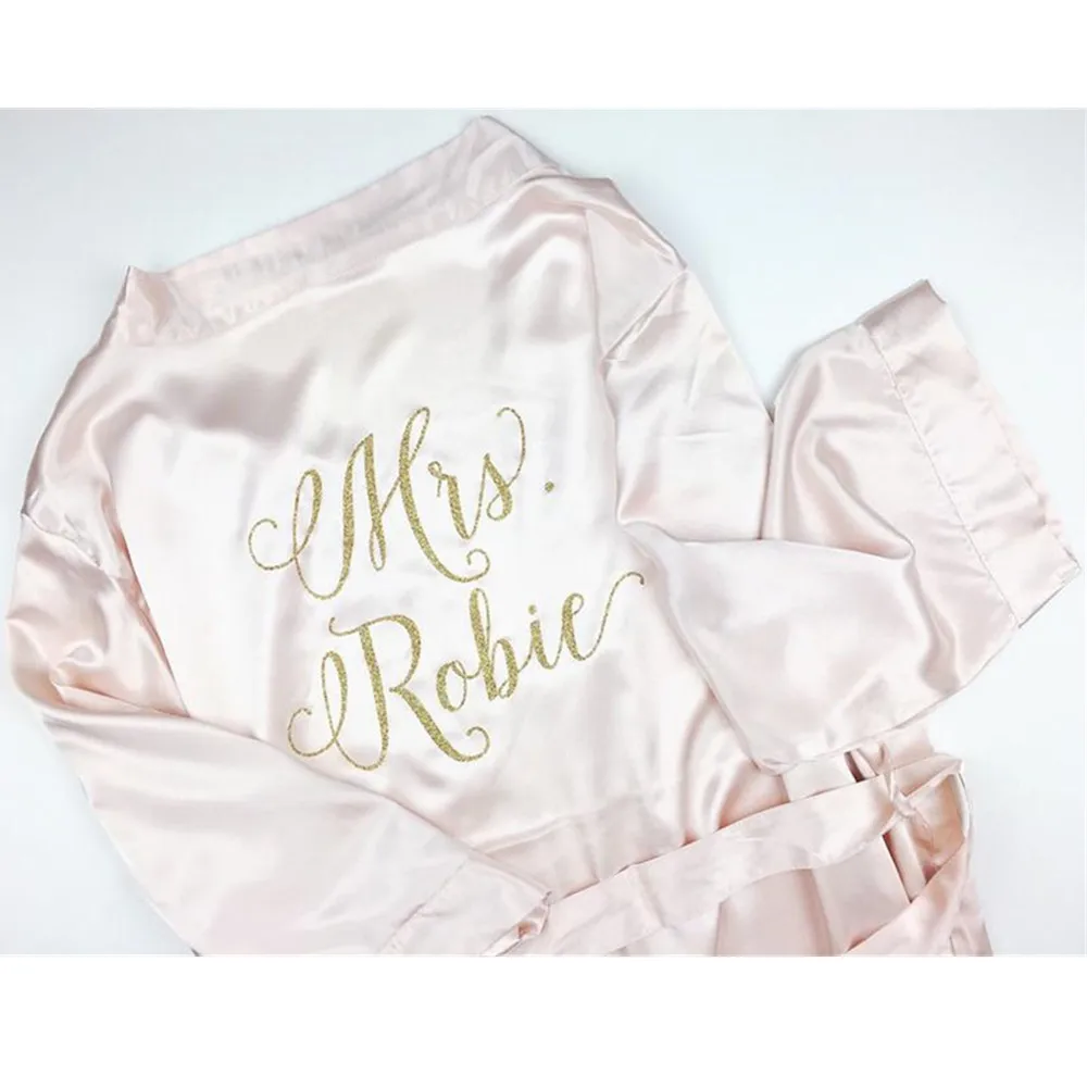 Glitter gold writing Bridal Wedding Robes Custom Name Date Get Ready Robes mom Valentine's gifts Maid of Honor Women Party Robe