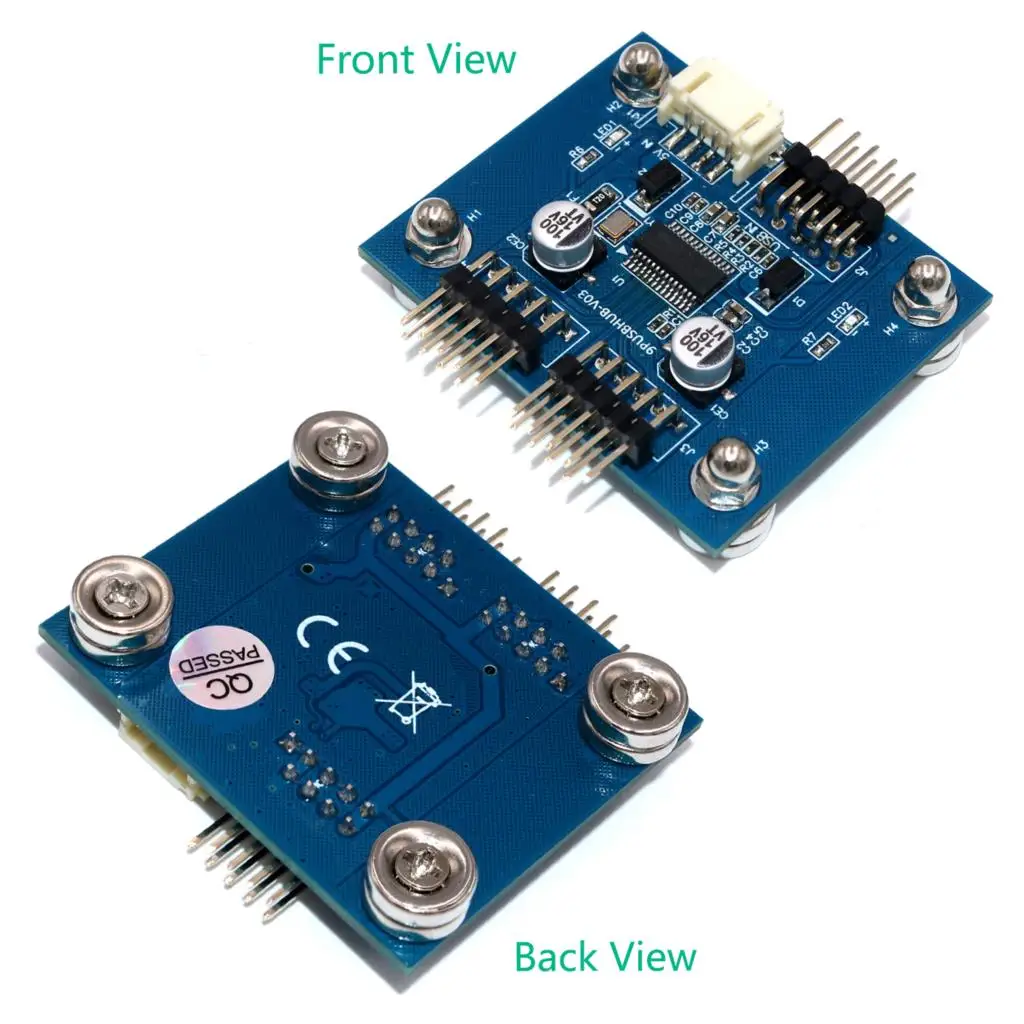 Cable USB 9Pin Motherboard Header Splitter HUB 1 to 2 Extension Cable Adapter 9-Pin Connectors with SATA Power Cable Magnet Foot