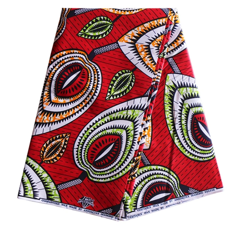 2019 Wax Hoge Kwaliteit Afrikaanse Wax Print Stof Gegarandeerd 100% Katoen Rood Print Stof 6Yards \ Set