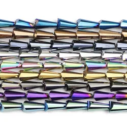 JHNBY Tower Shape Austrian Crystal Beads 4*8mm 70pcs Conical Spire Loose Beads Glass For Jewelry Bracelet Making Accessories DIY