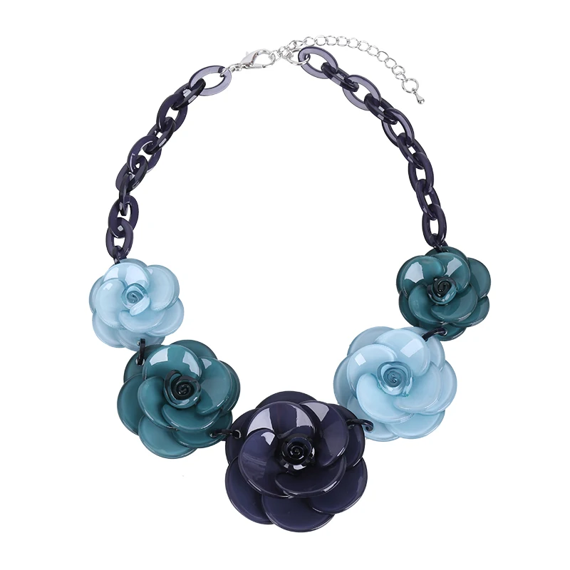 New Fashion Acrylic Jewelry Women Retro Necklace Big Acrylic Rose Flowers Ornaments Necklace Sets Gift For Women Gift