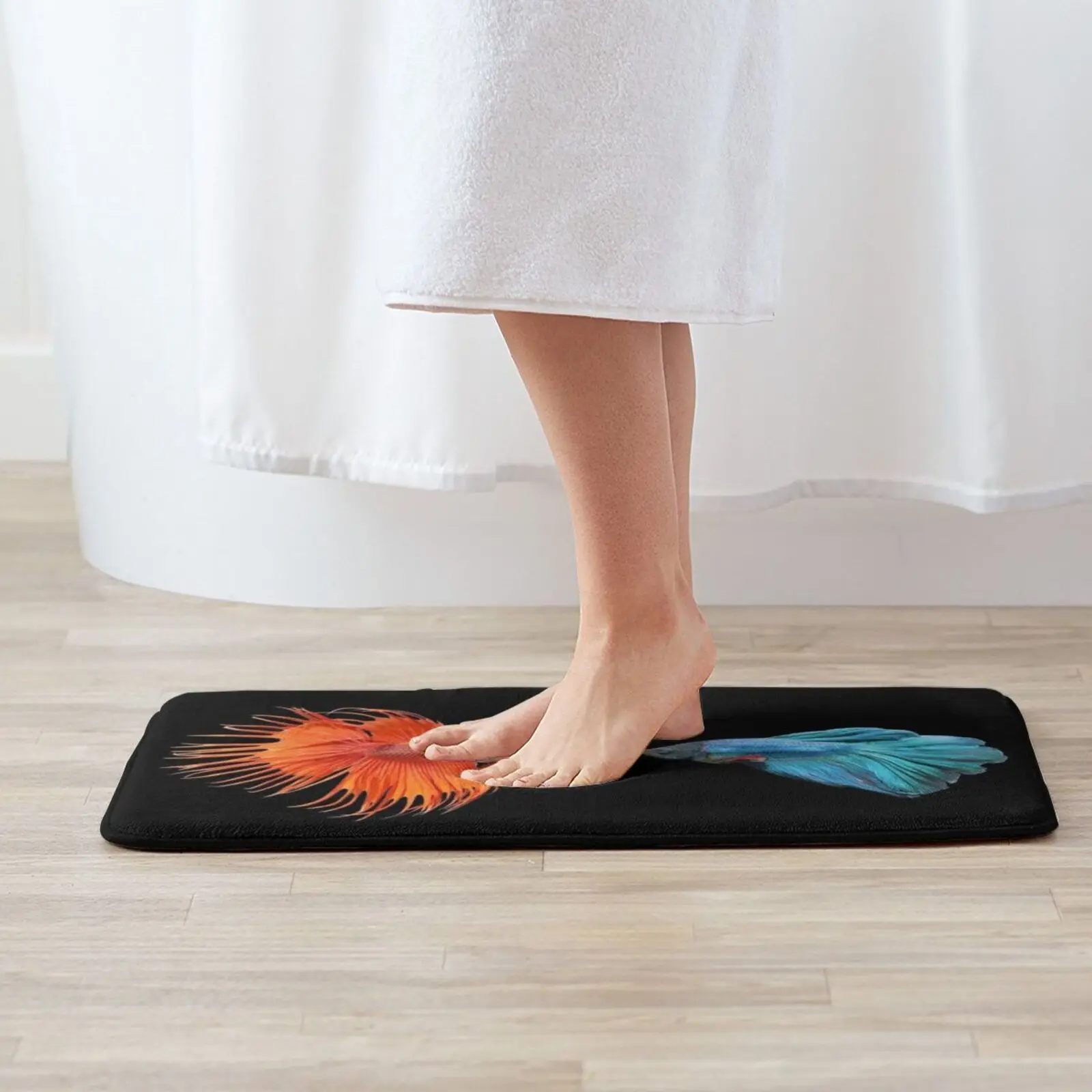 Betta Fish Soft Non-Slip Mat Rug Carpet Cushion Betta Fish Betta Fish Animals Carpet Quarantine Black Orange Blue